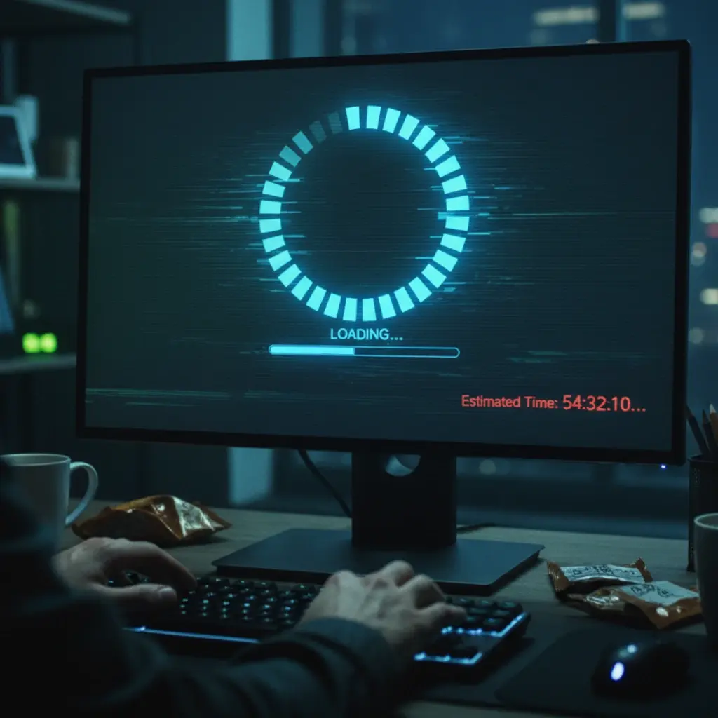 Long loading screen on a desktop computer