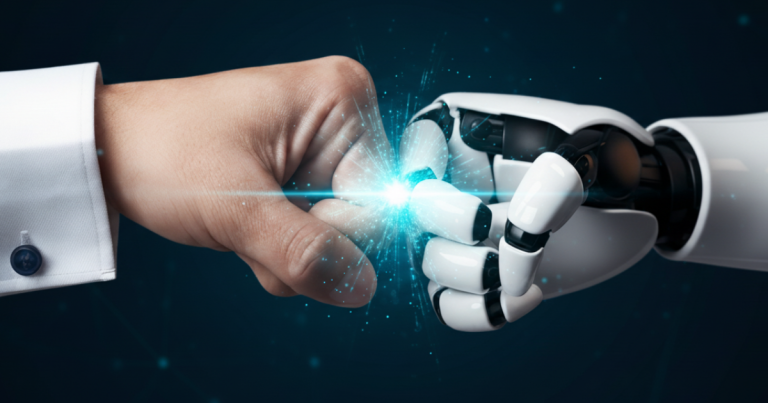 Handshake between a human and a robot