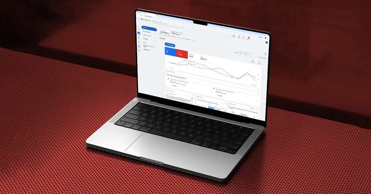 Laptop displaying graphics on Google Ads