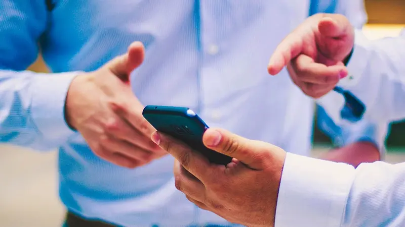 People talking on smartphones