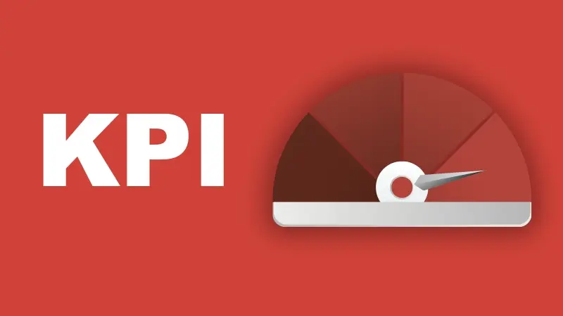 KPI indicator with gauge on red background