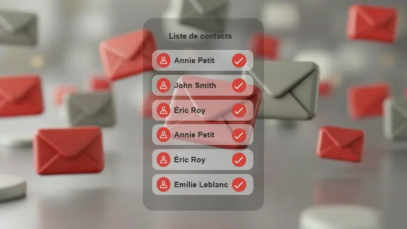 Contact list interface with names and ticks