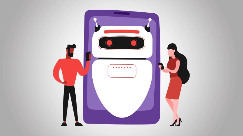 Vector woman working on a laptop, sitting on a stack of books.