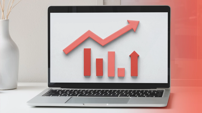 Graphique de croissance sur écran d’ordinateur portable